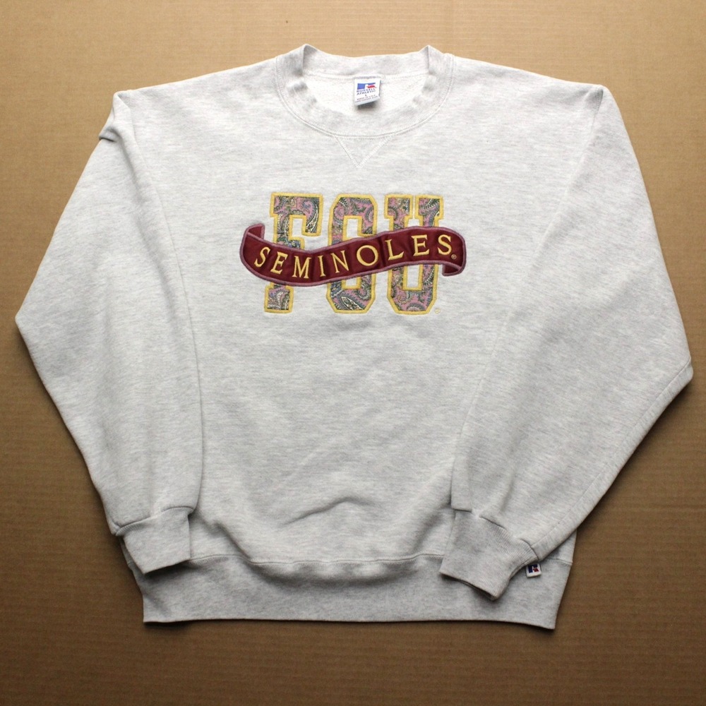 Vintage Russell Athletic Crewneck Sweatshirt Mens L Gray FSU Seminoles USA Made